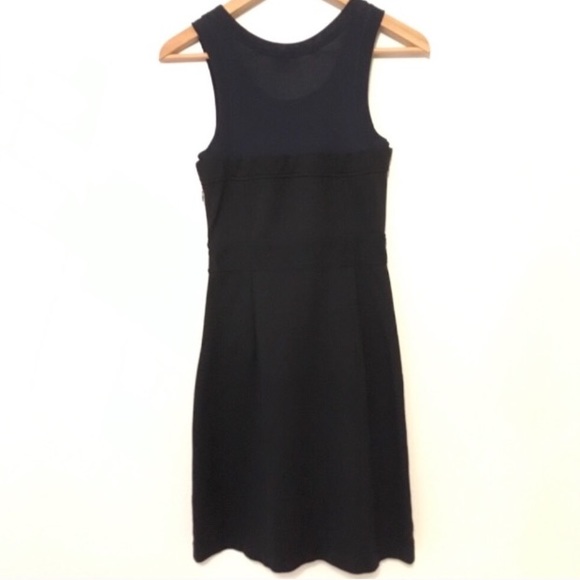 Theory Black Layered Ponte Dress Knit Sleeveless Tie Waist A-Line Mini Women 2 - Picture 4 of 8